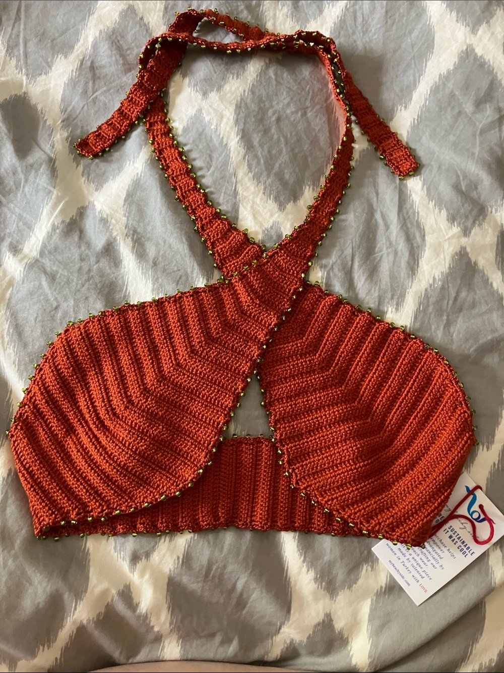 My Beachyside Halter Top- Hand Beaded and Stunning - XS